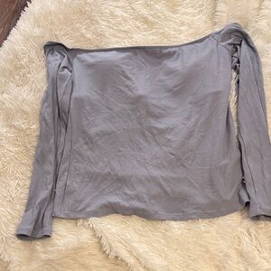 HALARA Light Gray Long Sleeve Off-Shoulder Top